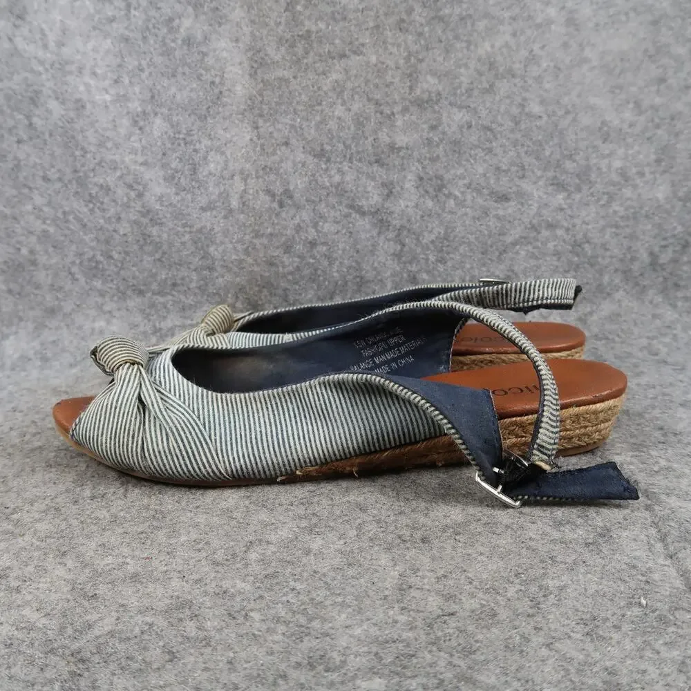 Nicole Shoes Womens 8.5 Sandals Slingback Peep Toe Orlando Wide Buckle Knot_3